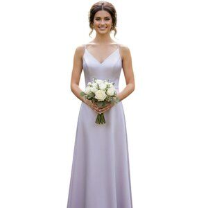 Celebrate DB Studio Amore Lilac Satin A-Line V-Neck Gown 6 Adjustable Bridesmaid